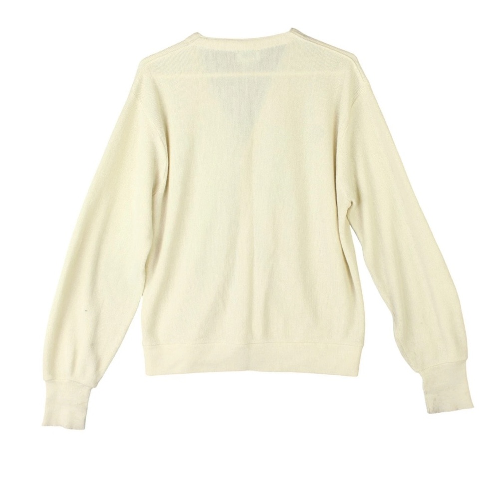 Vintage IZOD Lacoste USA Made Acrylic Sweater Cardigan Cream Knit Men Sz M - Picture 2 of 14